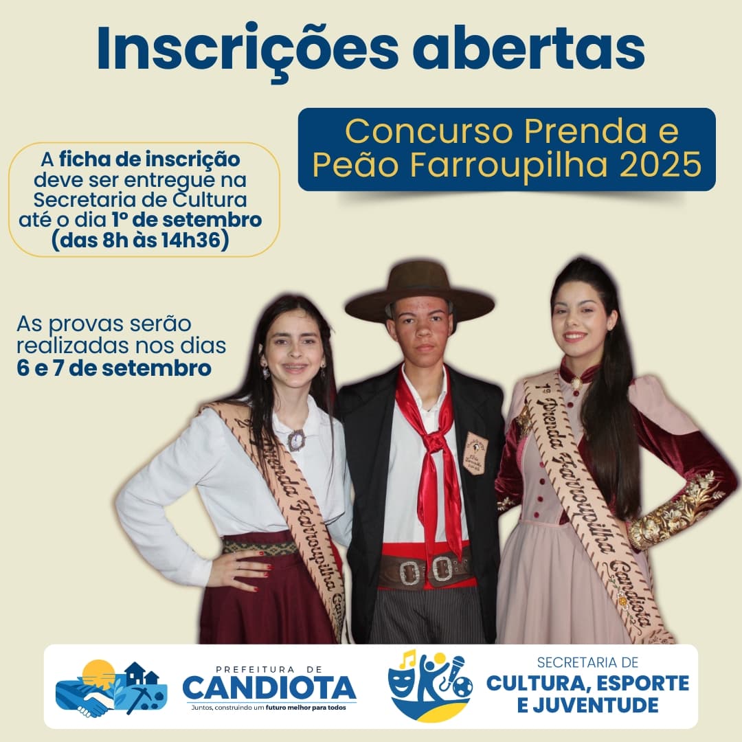 Imagem de capa da notícia: Inscrições abertas para o concurso Prenda e Peão Farroupilha 2025